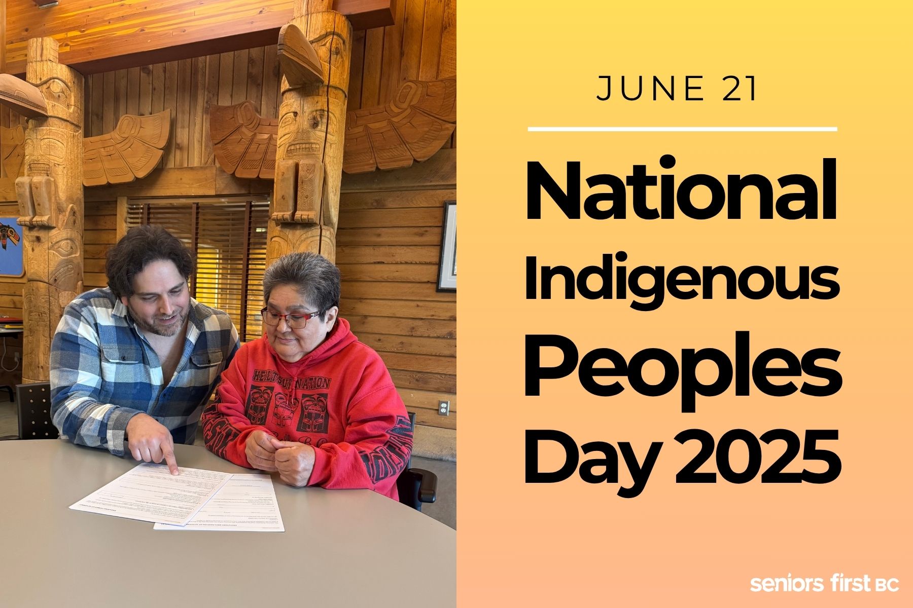National Indigenous Peoples Day 2025 graphic with First Nations elders at a clinic
